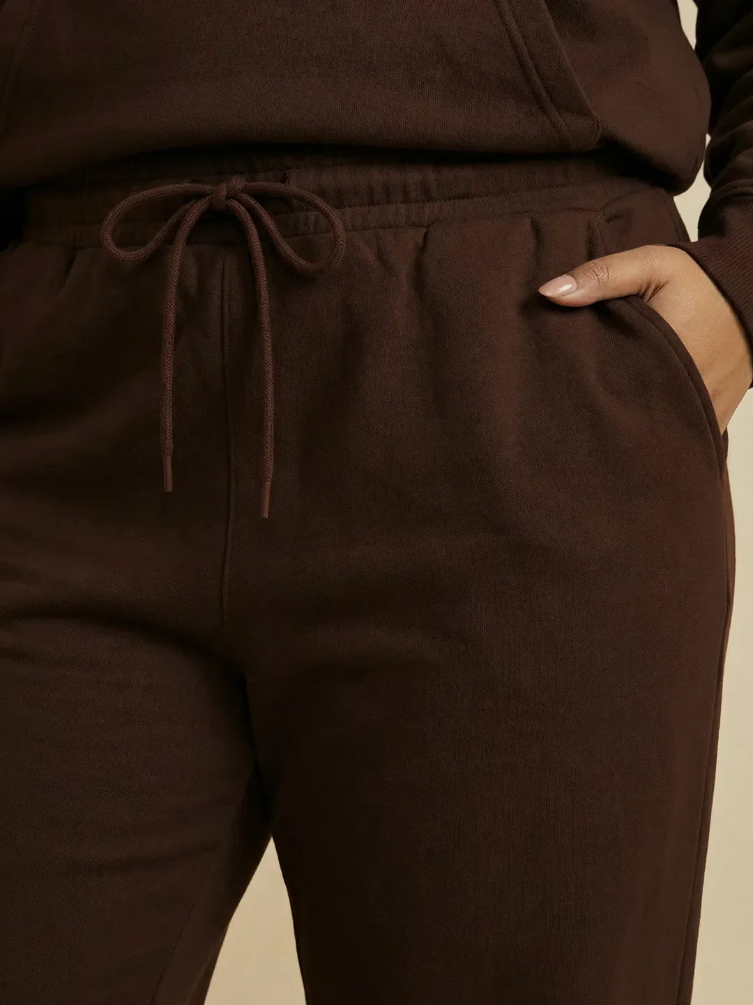 Coffee Brown Straight Thermal Co-ord Set (Hoodie & Straight Fit Tracks Combo)