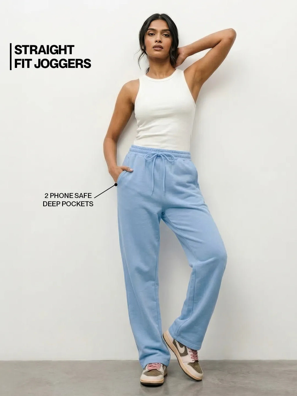 Light Blue Straight-Fit Joggers